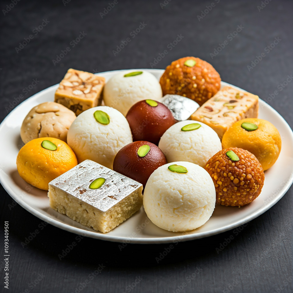 close up of colorful tasty delicious desert fresh sweets. colorful tasty sweets in a plate.