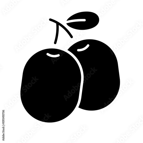 Olive Fruit solid icon isolate transparent