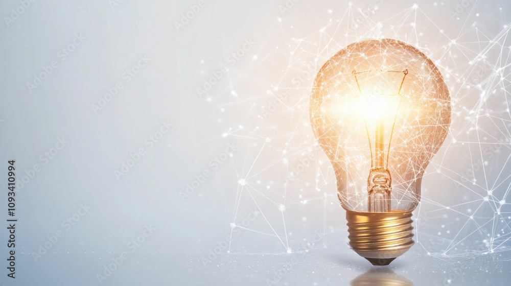 light bulb, innovation, creativity, abstract design, glowing, network connections, energy, technology, idea generation This image features a glowing light bulb with radiant energy and connecting lin light bulb, innovation, creativity, abstract design, glowing, network connections, energy, technology, idea generation This image features a glowing light bulb with radiant energy and connecting lin
