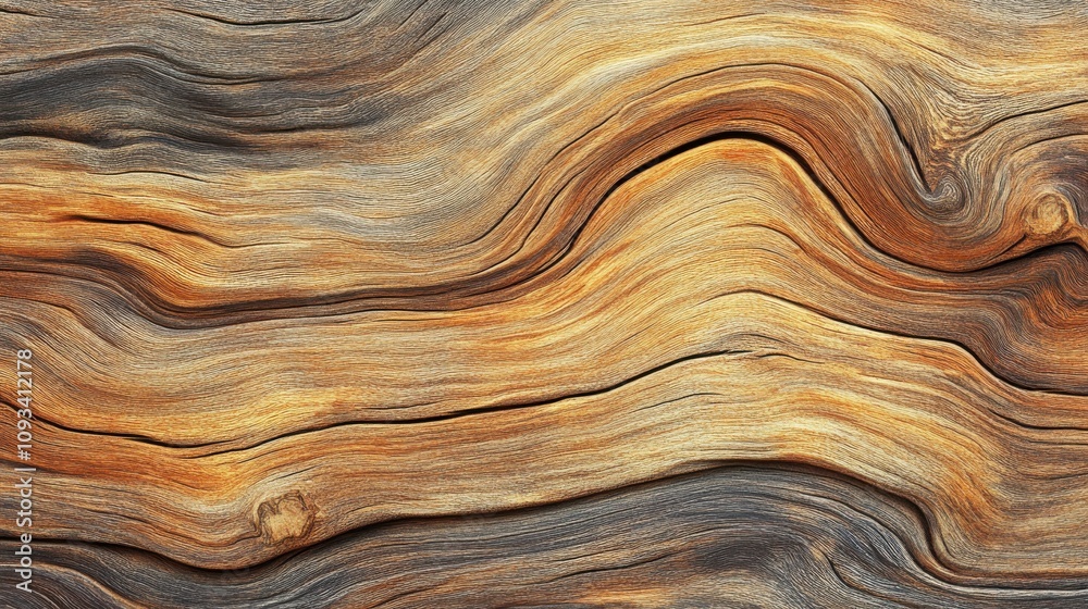 Intricate patterns of aged wood create a mesmerizing natural design, showcasing earthy hues and flowing textures.