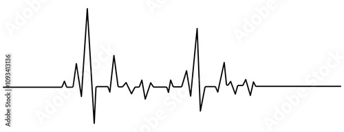 Continuous one line drawing. two hears with hearbeat. Vector minimalism illustration, single hand drawn. Heartbeat line. Heartbeat line icon on white background. Pulse Rate Monitor. Pro vector 