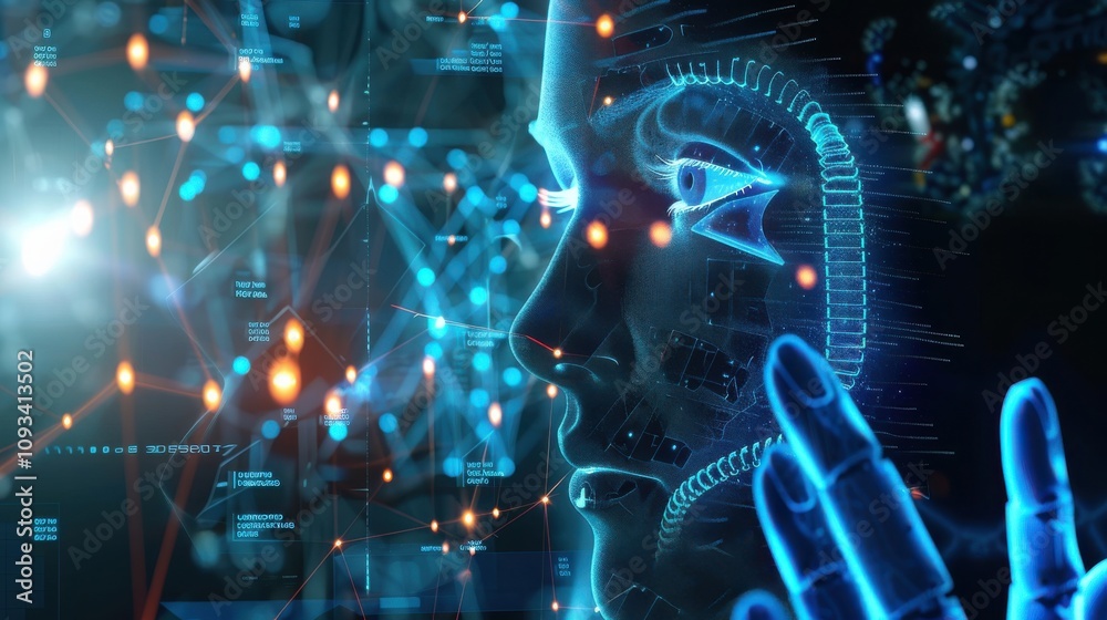 Fototapeta premium Skin testing results on digital interface in laboratory or surgical background, innovative technology in science and medicine concept. medical technology