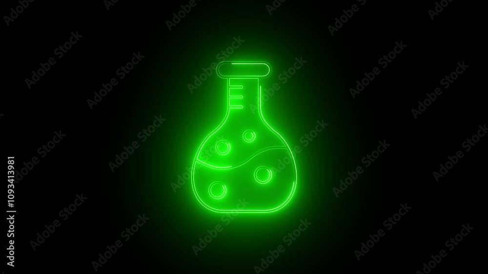 Neon glowing beaker or test tube animation on the black background. Laboratory glassware sign. 4K Video motion graphic animation Neon glowing beaker or test tube animation on the black background. Laboratory glassware sign. 4K Video motion graphic animation