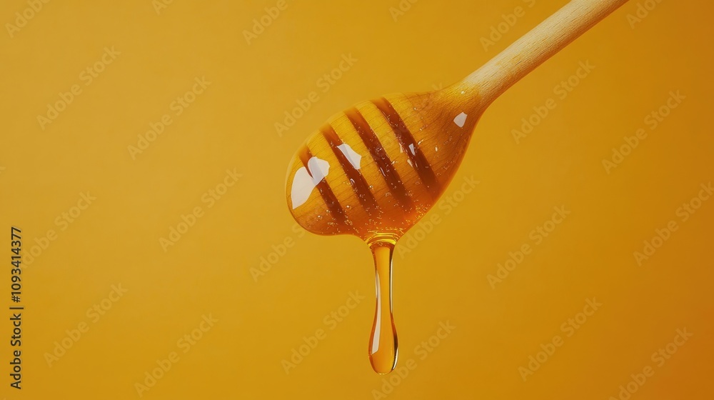 Honey drips from a wooden dipper, set against a vibrant orange background, creating a sweet and inviting atmosphere perfect for product showcases. Honey drips from a wooden dipper, set against a vibrant orange background, creating a sweet and inviting atmosphere perfect for product showcases.