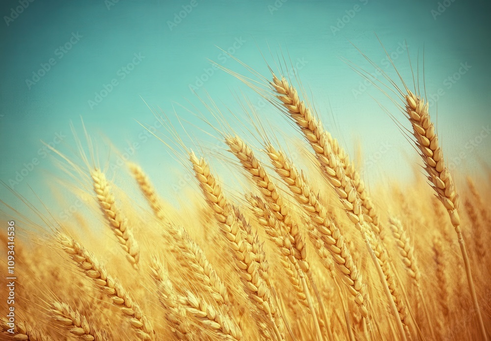 Golden Wheat Field Under Clear Blue Sky with Gentle Breeze Capturing the Essence of Agriculture and Nature's Beauty in a Serene Landscape