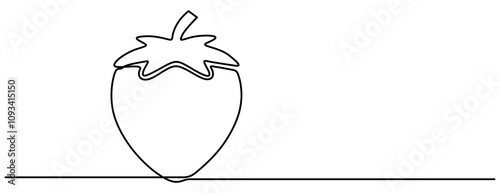 Single continuous line drawing of organic strawberry for fruit icon fresh berries fruitage concept, Vector illustration with continuous line drawing Strawberries, Single continuous line drawing 
