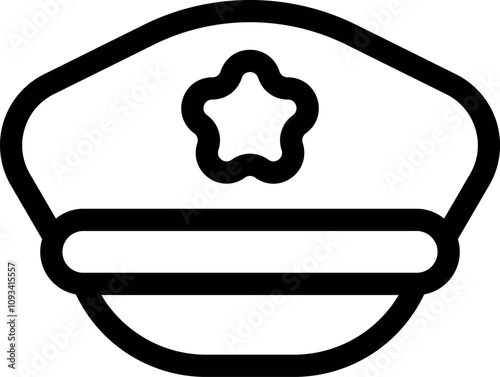 Peaked cap with star badge representing police, security, or sheriff authority, symbolizing law enforcement, order, and protection
