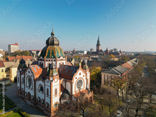 Wallpaper Mural  Clock Tower Sahat Kula in Belgrade - aerial view from drone, Serbia Torontodigital.ca