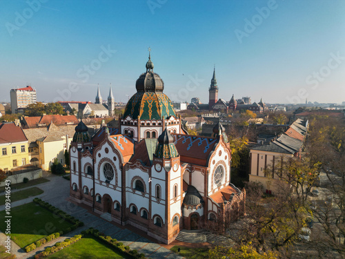 Wallpaper Mural  Clock Tower Sahat Kula in Belgrade - aerial view from drone, Serbia Torontodigital.ca