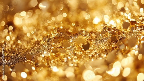 Golden backdrop with shimmering bokeh lights creating an elegant and abstract texture, perfect for festive or luxurious themes. photo