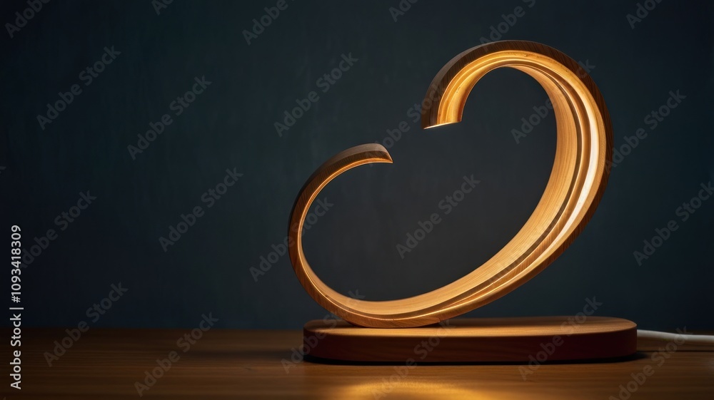 Here's a possible and keyword list for your stock photo.. Modern wooden table lamp with warm light. Here's a possible and keyword list for your stock photo.. Modern wooden table lamp with warm light.