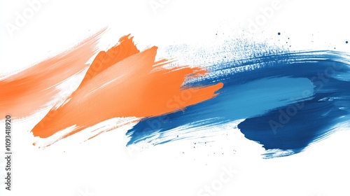 Vibrant abstract artwork with dynamic blue and orange brushstrokes ideal for modern design projects, digital backgrounds, and creative displays.