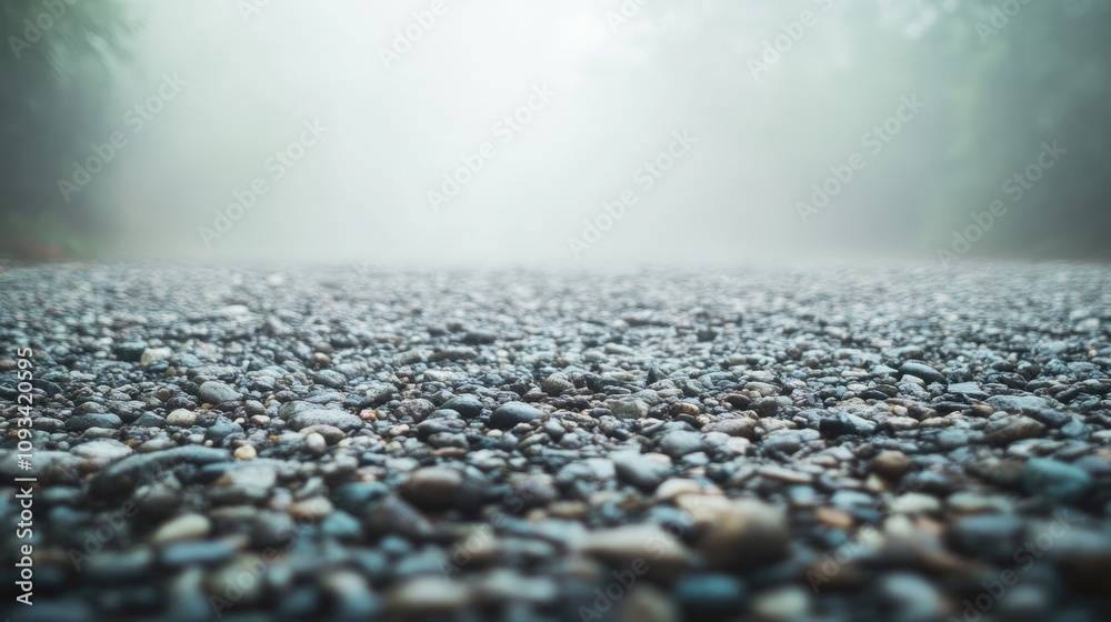 Gravel floor texture with misty fog showcasing a blend of light, dark, and gray tones, perfect for product display and atmospheric settings. Gravel floor texture with misty fog showcasing a blend of light, dark, and gray tones, perfect for product display and atmospheric settings.