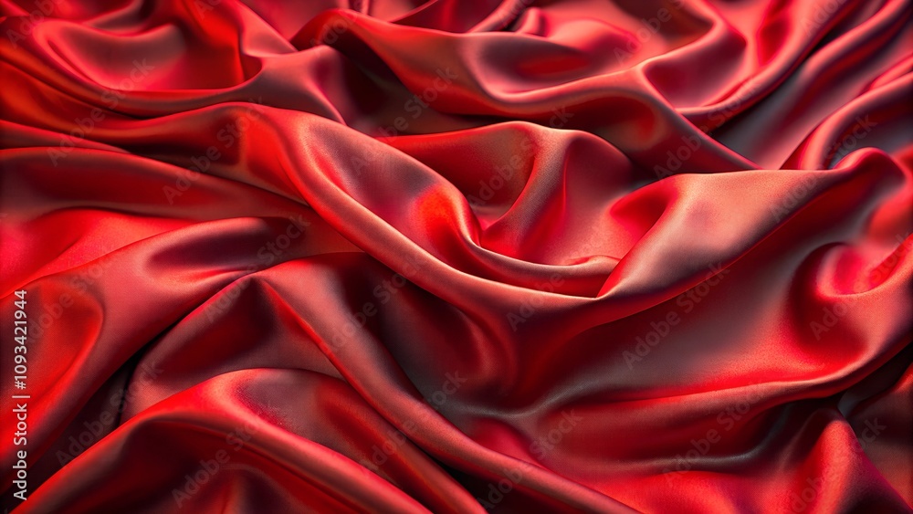 Obraz premium Crumpled red silk fabric with luxurious glossy texture