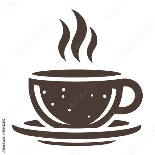 Steaming Coffee Cup Icon on Saucer