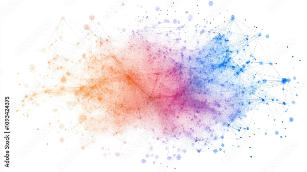Fototapeta premium Colorful Abstract Data Visualization with Organic Aesthetics Illustrating K Means Clustering Patterns in Shades of Orange, Pink, and Blue