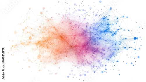 Colorful Abstract Data Visualization with Organic Aesthetics Illustrating K Means Clustering Patterns in Shades of Orange, Pink, and Blue