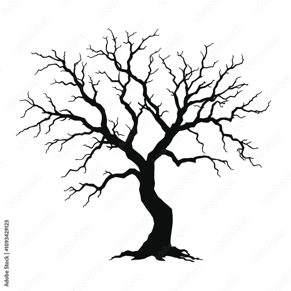 Fototapeta premium a black and white silhouette of a tree.