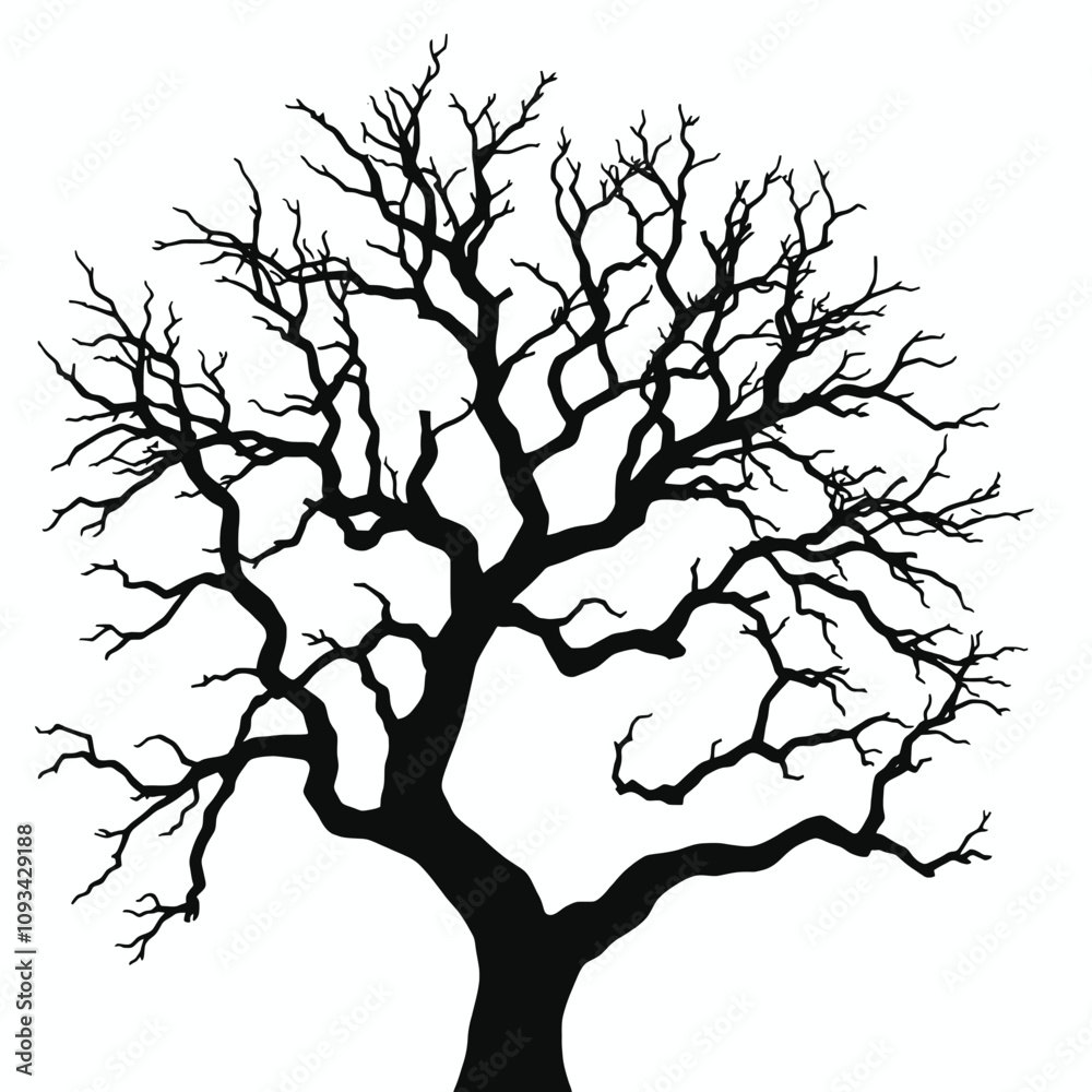 Fototapeta premium a black and white silhouette of a tree.