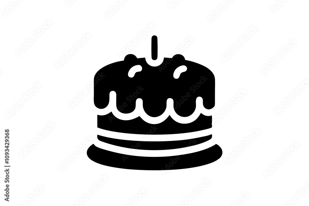 Black birthday cake doodle drawing on white background. Black birthday cake doodle drawing on white background.