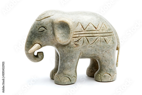 a stone elephant statue on white photo