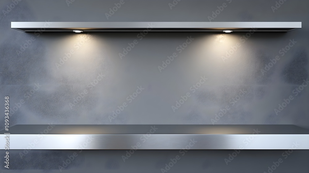Modern Minimalist Shelving with Soft Ambient Lighting in a Contemporary Interior Space for Displaying Objects and Decorative Items Modern Minimalist Shelving with Soft Ambient Lighting in a Contemporary Interior Space for Displaying Objects and Decorative Items