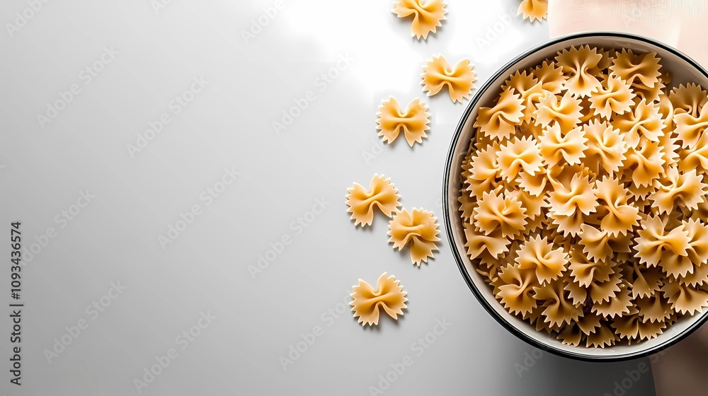 Creative composition of raw pasta shapes in an even layout, providing a textured culinary background for graphic designs Creative composition of raw pasta shapes in an even layout, providing a textured culinary background for graphic designs