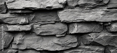 Textured Grey Stone Wall Background Ideal for Natural, Rustic, or Industrial Themes in Architecture, Design Projects, or Artistic Expressions photo