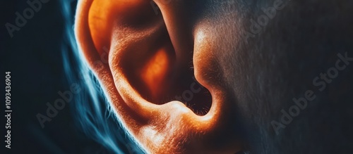 Intriguing Close-Up: Human Ear Anatomy in Warm Light photo