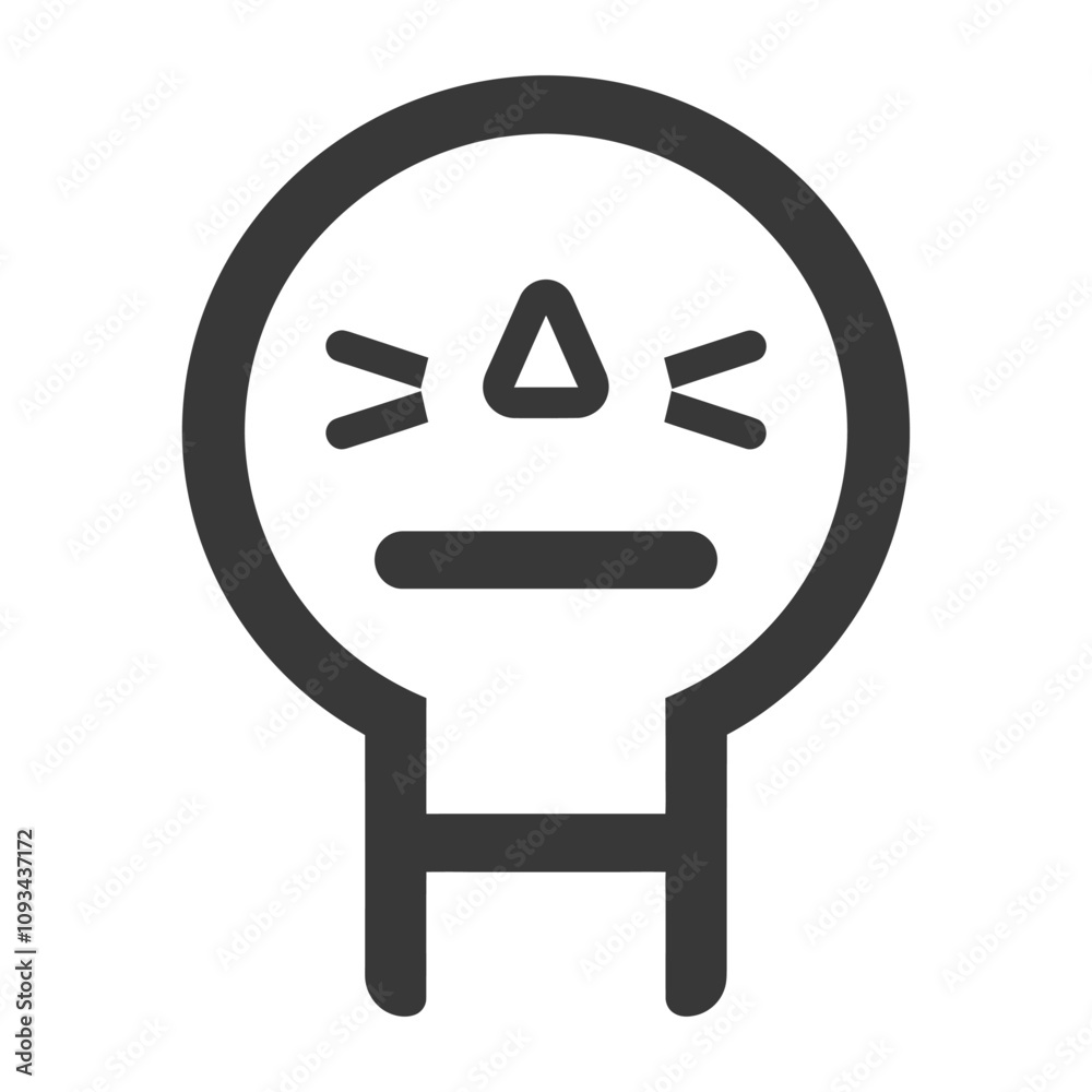 Simple Line Art Illustration Of A Light Bulb With A Face Simple Line Art Illustration Of A Light Bulb With A Face