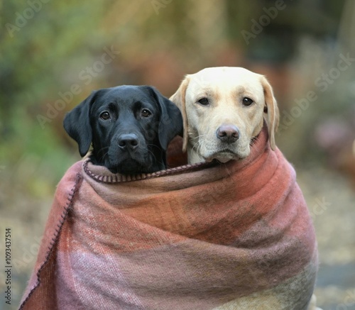 Obraz na płótnie Two labradors in cold weather w salonie