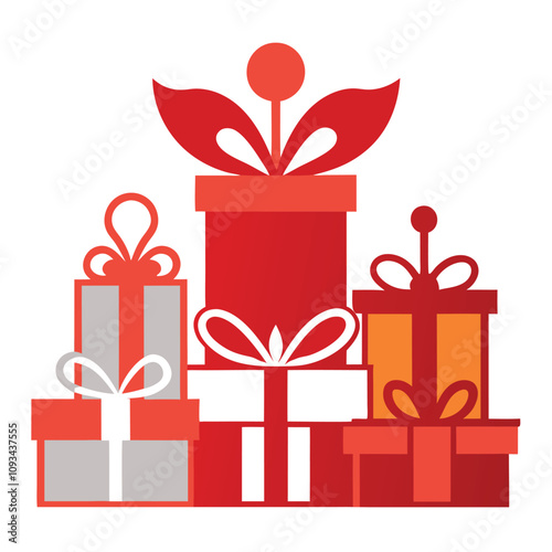 Set of colorful gift boxes vector illustration for birthday holiday and Christmas celebration