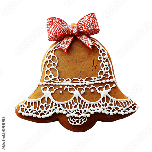 Decorated Bell Cookie with Icing for Christmas Holidays