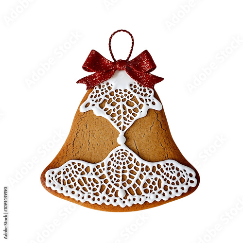 Decorated Bell Cookie with Icing for Christmas Holidays