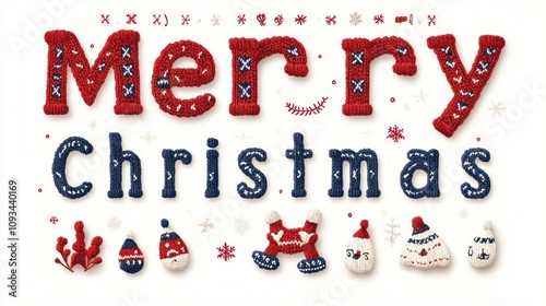 winter sweater font including knitted letters, numbers, and symbols. Perfect for creating festive holiday designs and Merry Christmas 