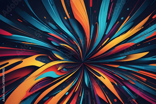 Colorful ribbons creating a vibrant vortex of energy and motion