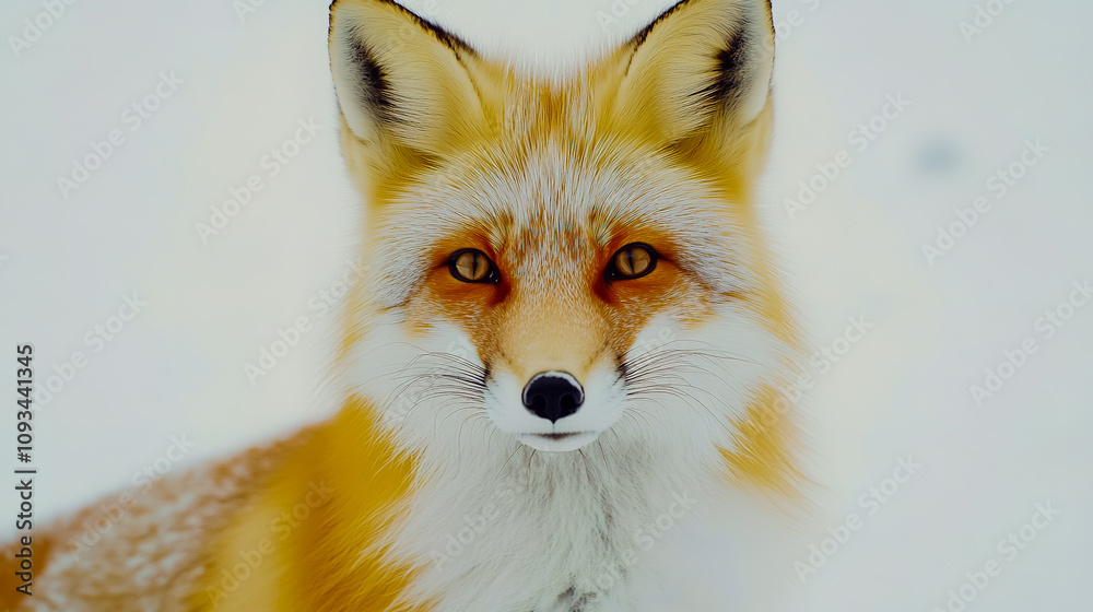Obraz premium A close-up portrait of a fox against a clean white background.