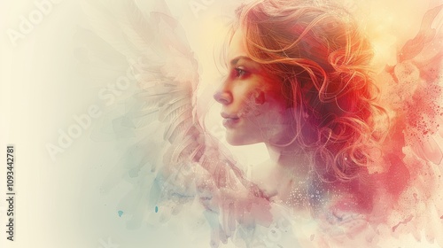 Whispers of ethereal beauty captured in a dreamlike portrait blending colors and emotions. Generative AI