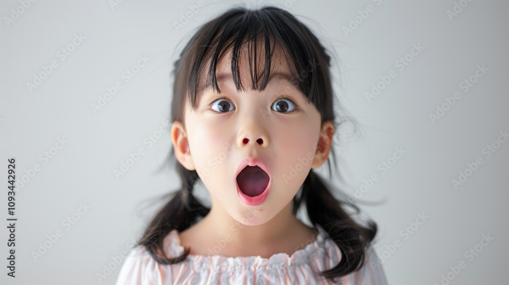 A young girl with a surprised expression. A young girl with a surprised expression.