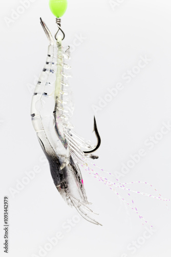Fishing accessories, a silicon soft bait simulate a grey shrimp for fishing at ocean to catch big fishes and cephalopods