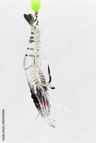 Fishing accessories, a silicon soft bait simulate a grey shrimp for fishing at ocean to catch big fishes and cephalopods