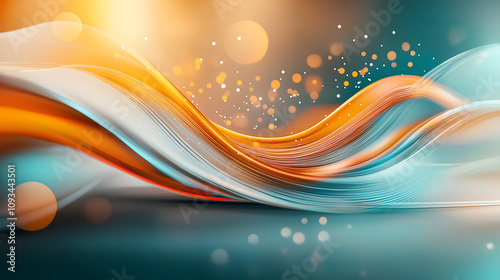 Futuristic glowing waves business cover with vibrant colors and soft bokeh effects