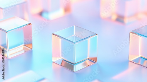 Frosted Transparent Squares with Icy Lighting