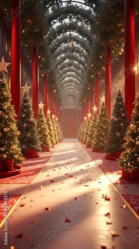 A luxurious podium with Christmas decorations and space for your luxury product