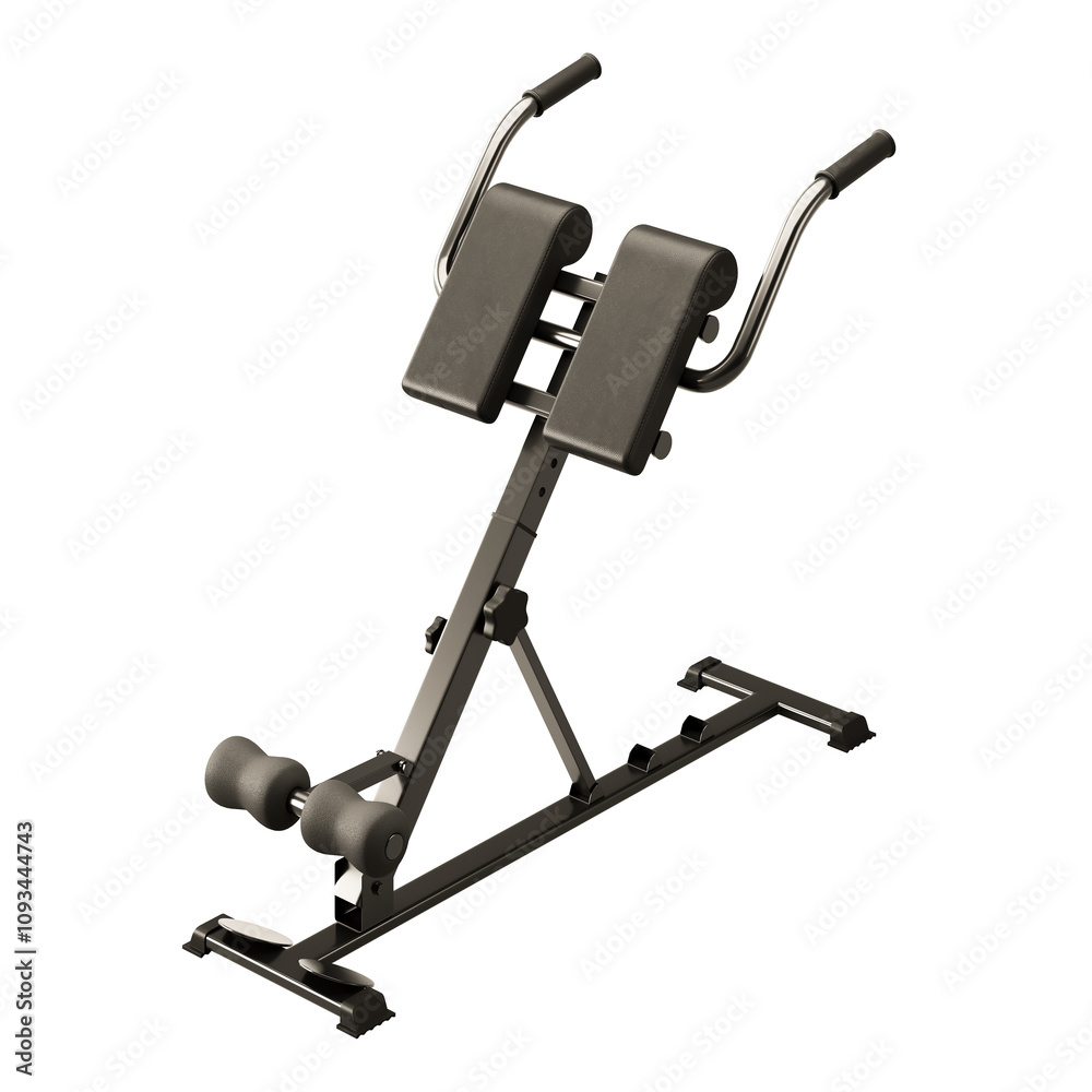 A black exercise machine with two padded cushions A black exercise machine with two padded cushions