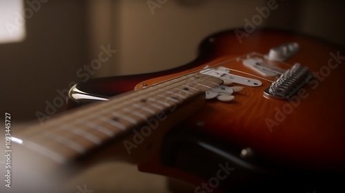 Sunburst Electric Guitar Close Up View