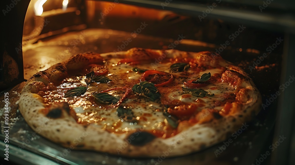 The timer on the pizza oven chimed indicating that the bake was done The timer on the pizza oven chimed indicating that the bake was done