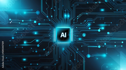 Futuristic AI Circuit Board with Glowing Components