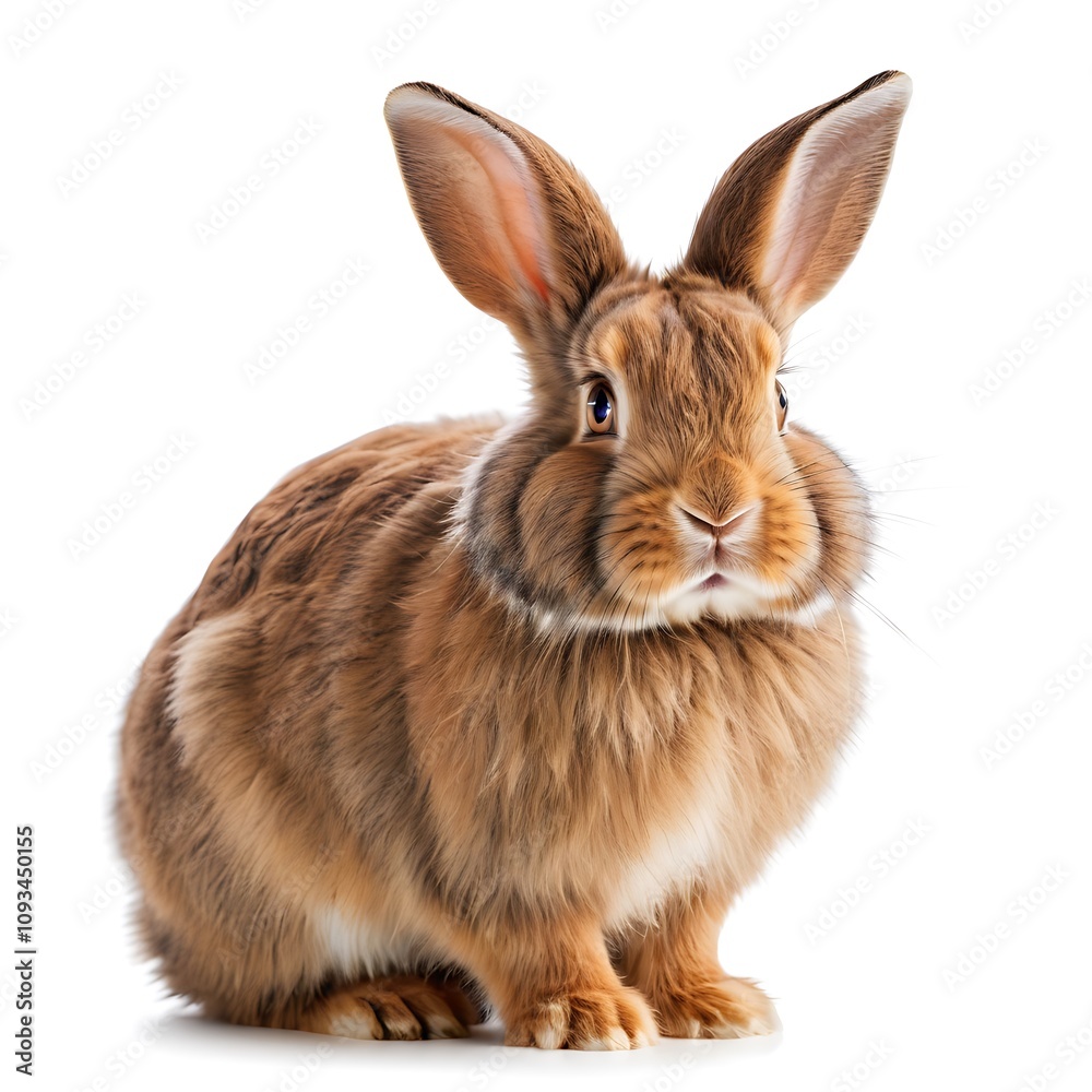 Obraz premium fluffy brown rabbit isolated on a white background.
