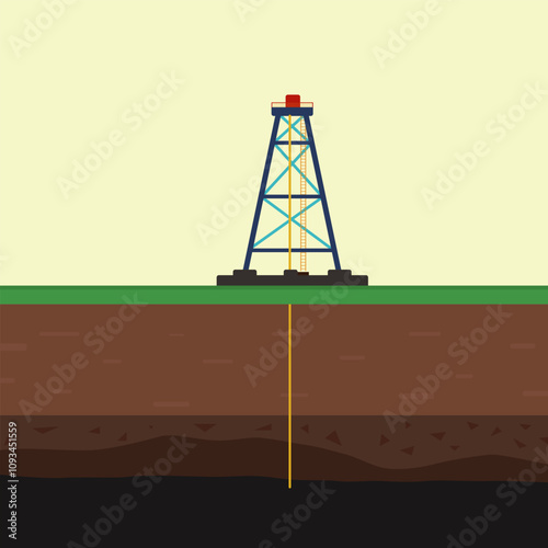 a colored oil rig is located above a crude oil field
